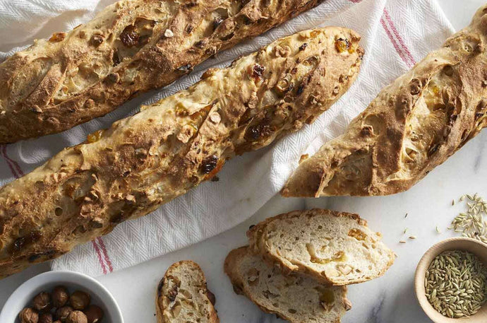 Hazelnut Golden Raisin Baguettes by King Arthur Baking