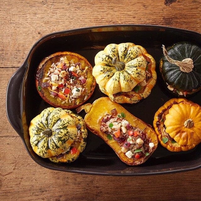 Stuffed Squash with Wild Rice & Feta Cheese