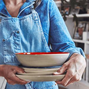 Emile Henry USA Everyday Dinner Plate- 11", Pearl Gray (EH Online Exclusive) Everyday Dinner Plate- 11" Tableware Emile Henry USA = = Rouge/Cream 