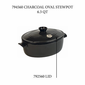 Emile Henry USA Oval Stewpot - Replacement Lid Oval Stewpot - Replacement Lid Replacement Parts Emile Henry 6.3 Qt = Charcoal 